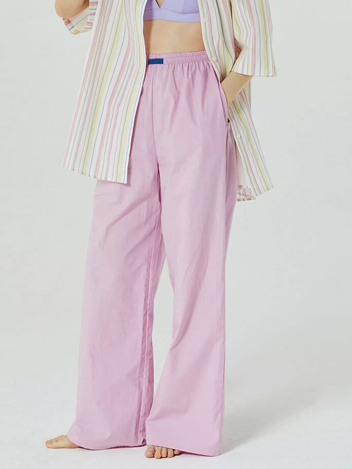 Elastic Waist Wide Leg Pants.