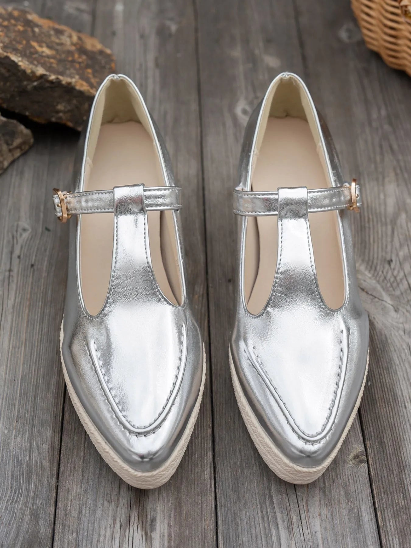 Point Toe Wedge Loafers.