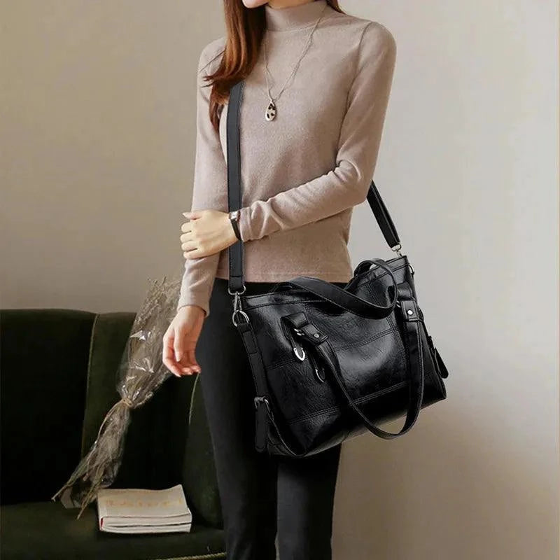 PU Leather Handbag - Stylish Medium Size for Everyday Use.