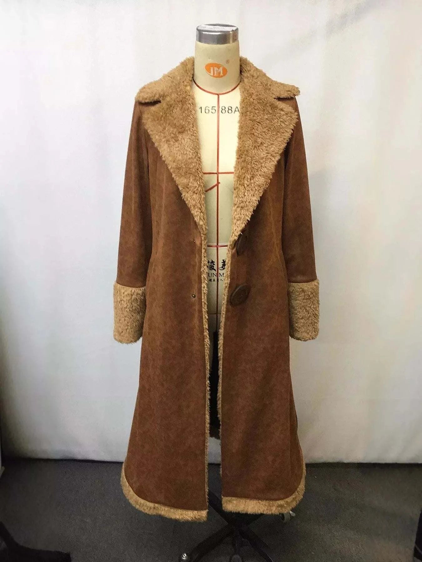 Full Size Vintage Faux Fur Trim Longline Coat Plus Size.