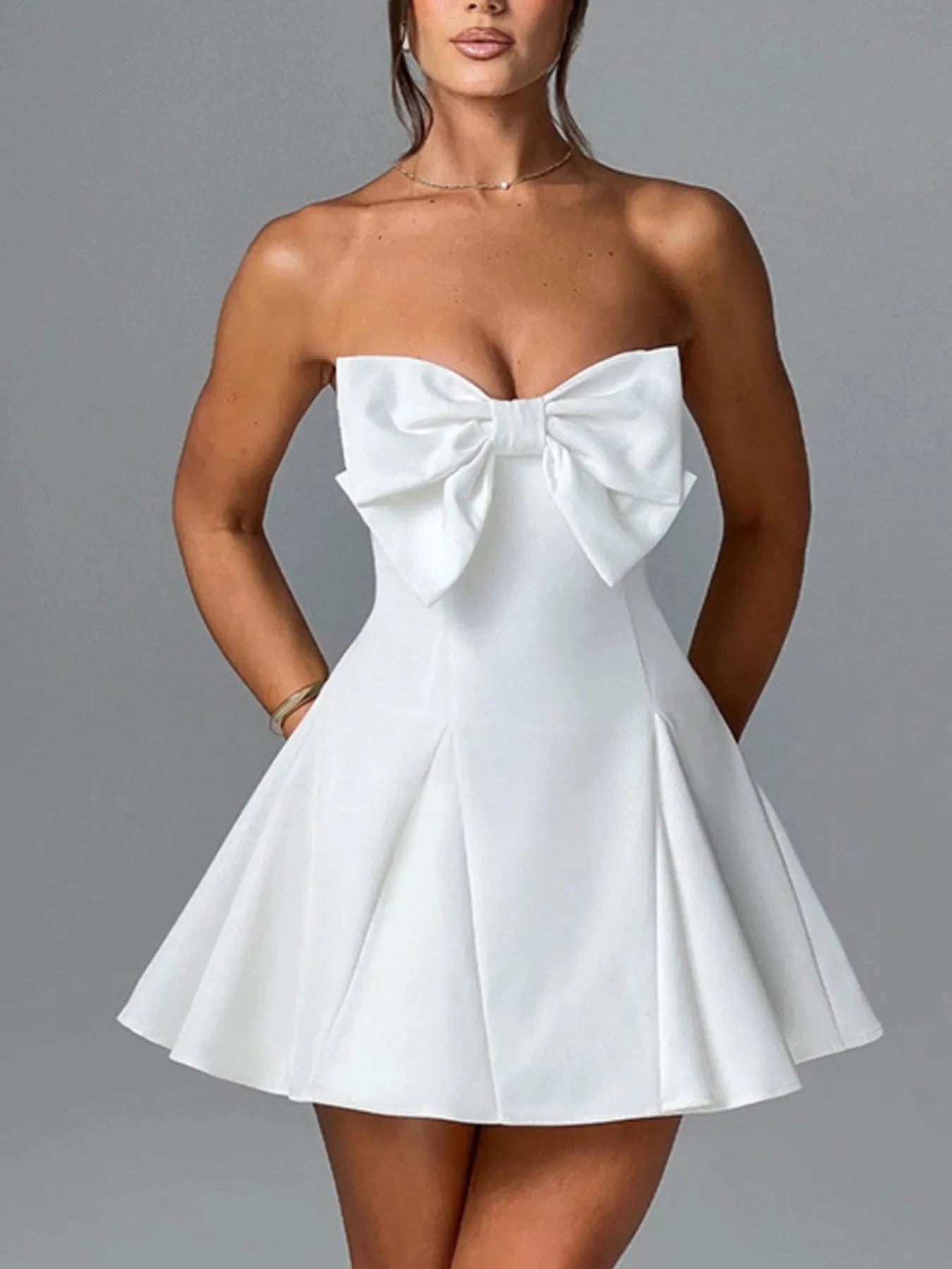 Bow Tube A-Line Mini Dress
