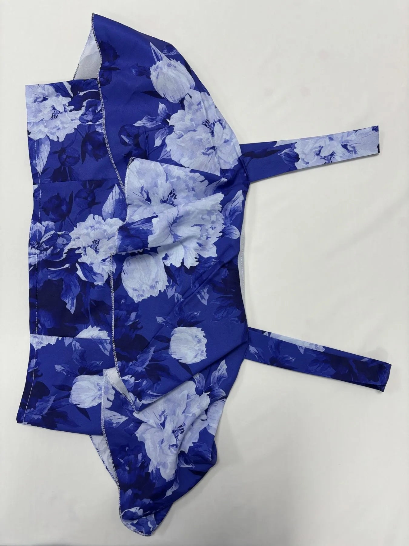 Plus size full size floral cami with tiered ruffled design in blue and white floral pattern