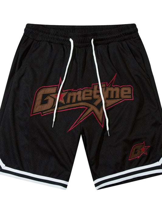 Men's Drawstring Striped Hem Basketball Shorts