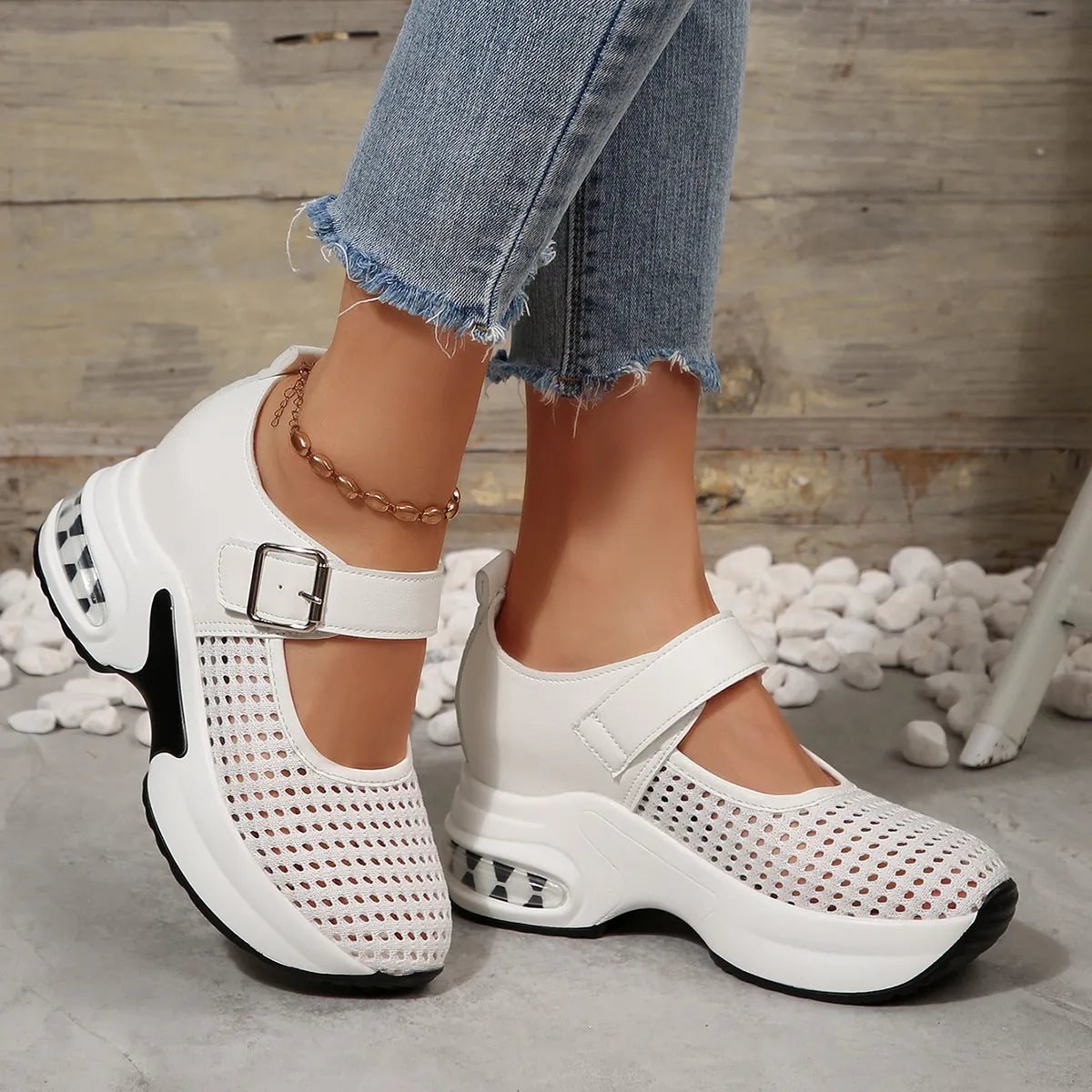 Breathable Mesh Platform Sneakers.