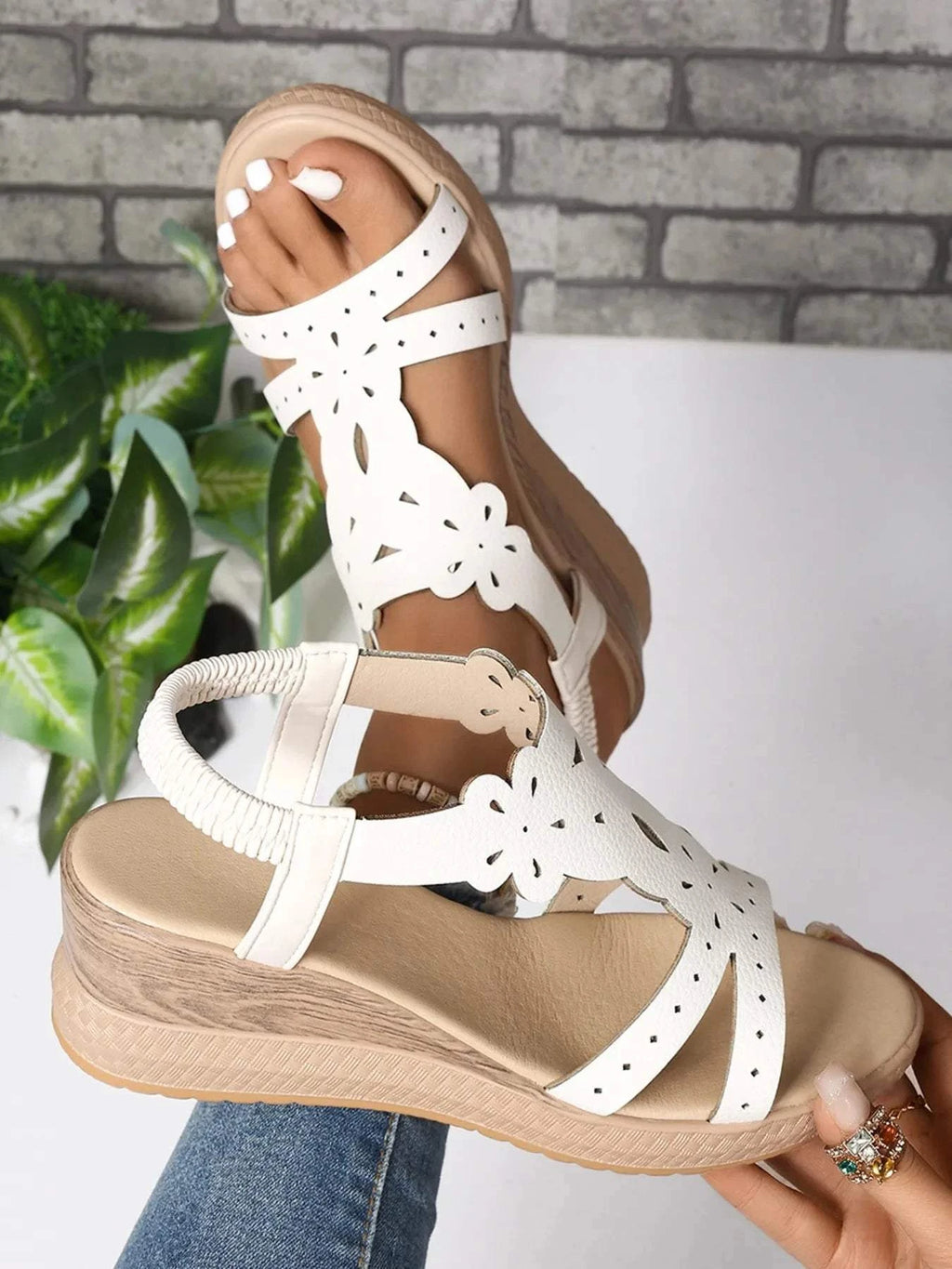 Cutout Wedge Sandals for Stylish Comfort.