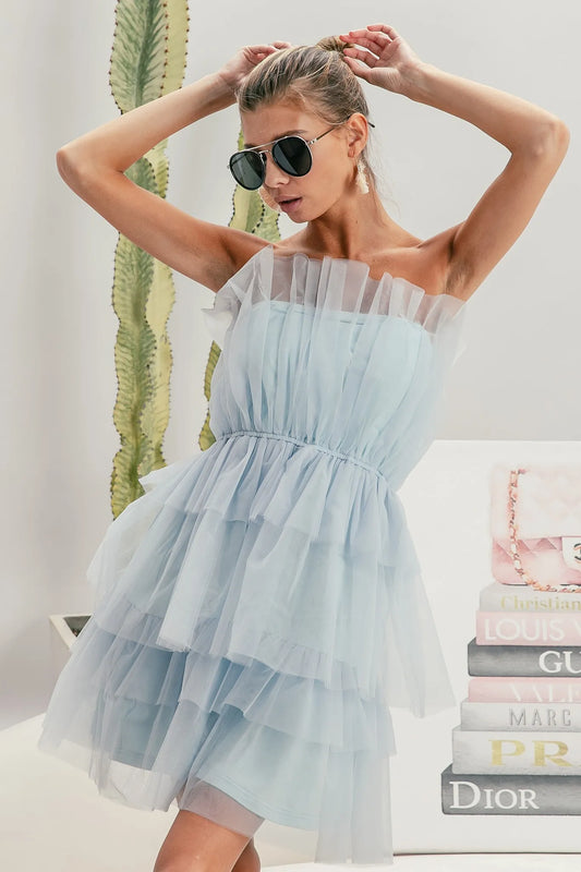 BiBi Sleeveless Layered Organza Dress.