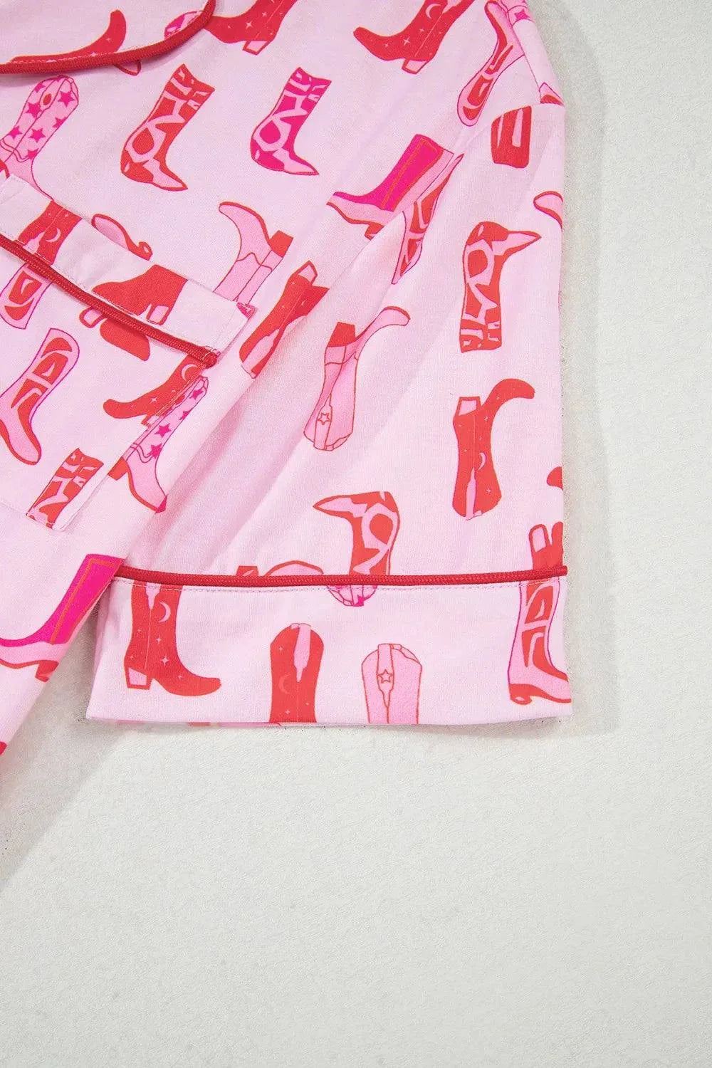 Cowgirl Boots Outfit Set - Printed Shirt and Shorts Set.