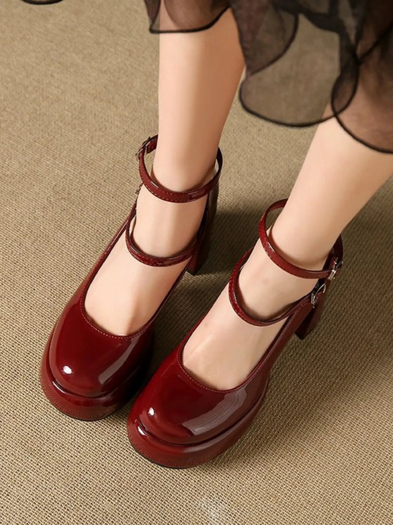 Patent Leather Mary Jane Platform Pumps.