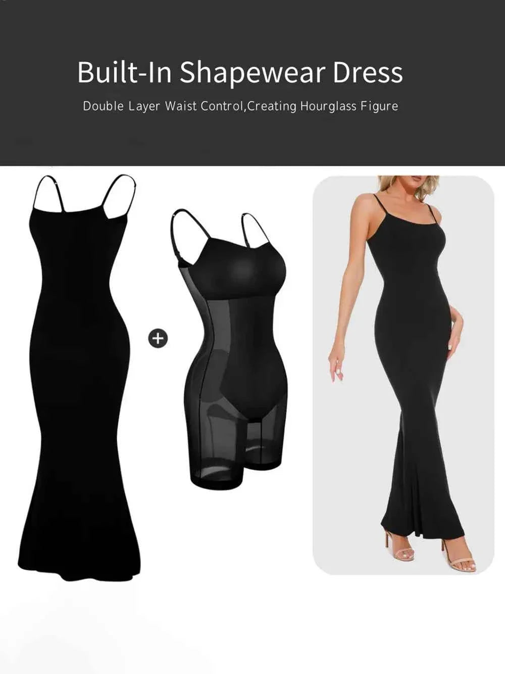 Basic Shapewear Maxi Dress with Built-In Support and Sleeveless Design.