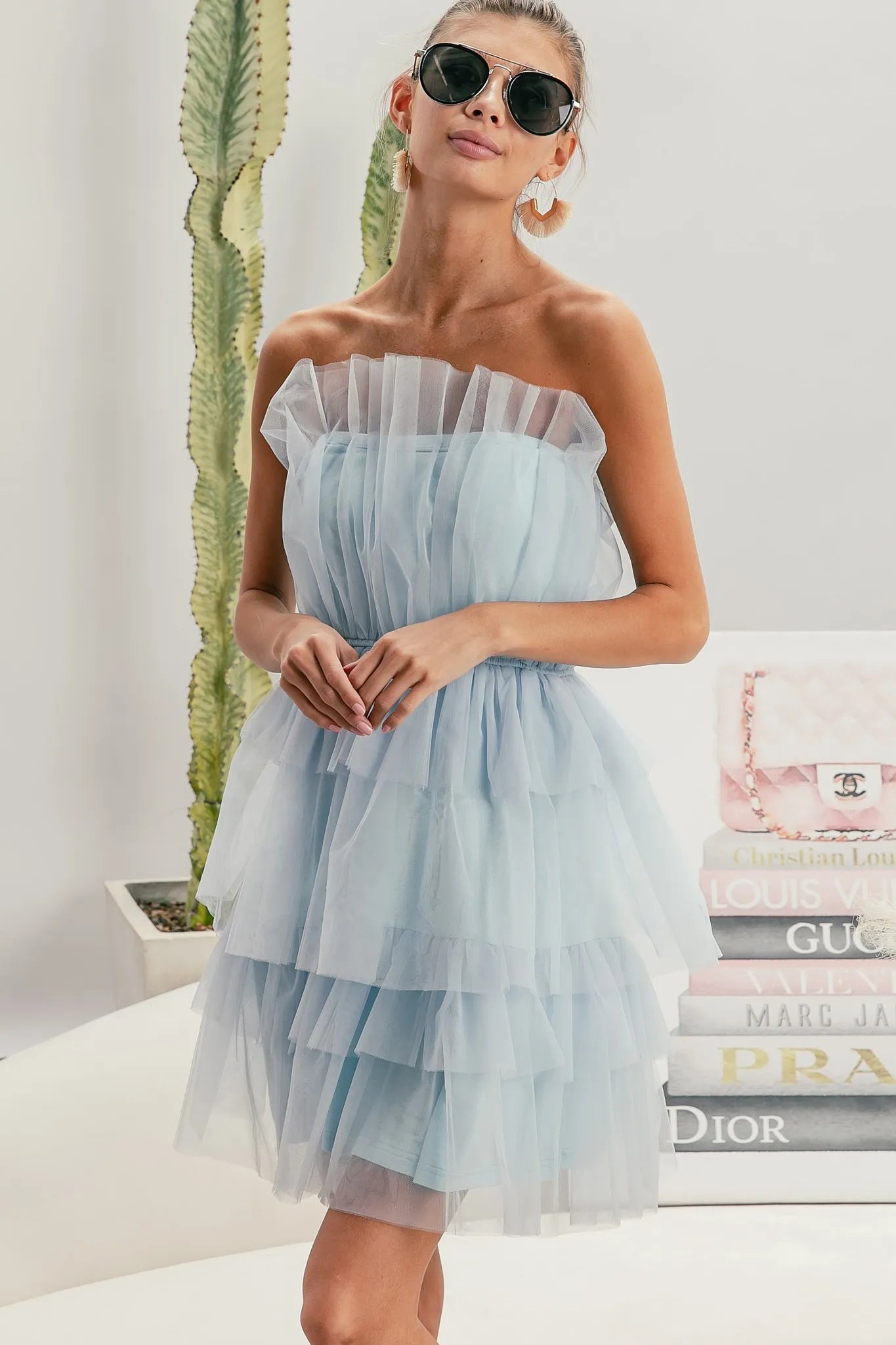 BiBi Sleeveless Layered Organza Dress.