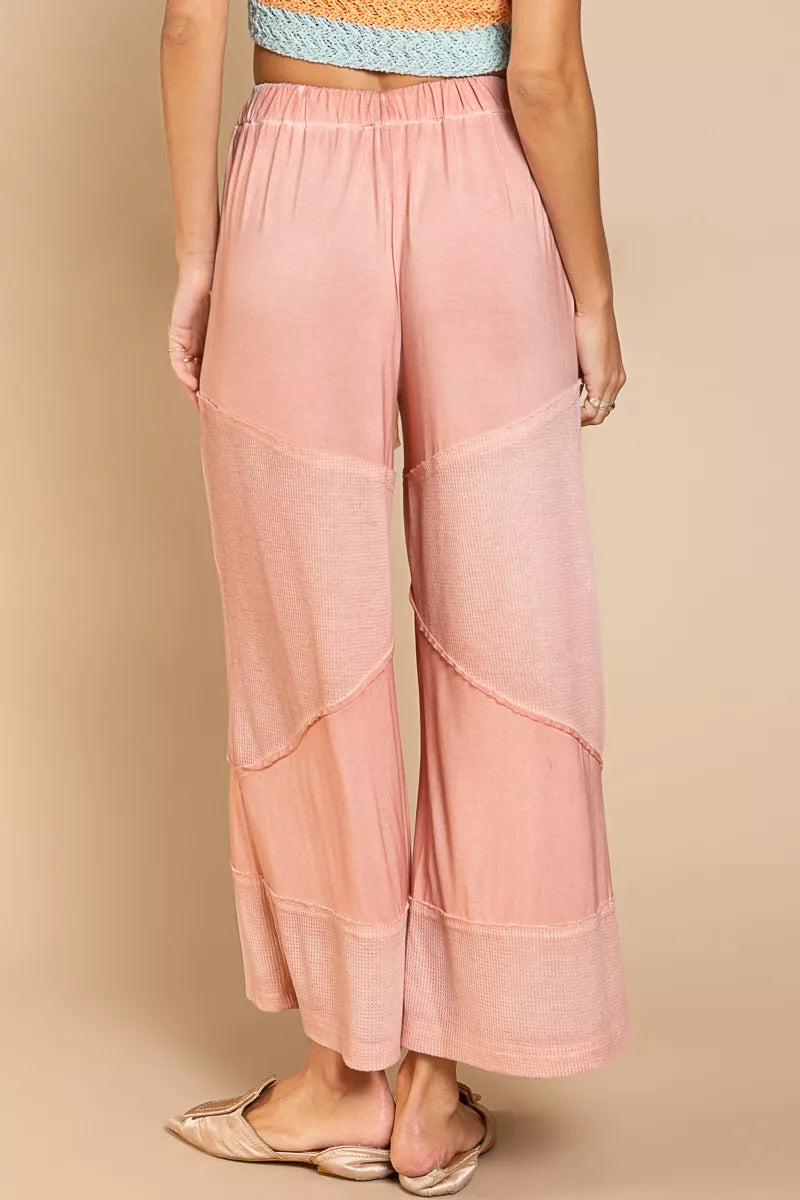 POL Elastic Waistband Wide Leg Pants with Drawstring.