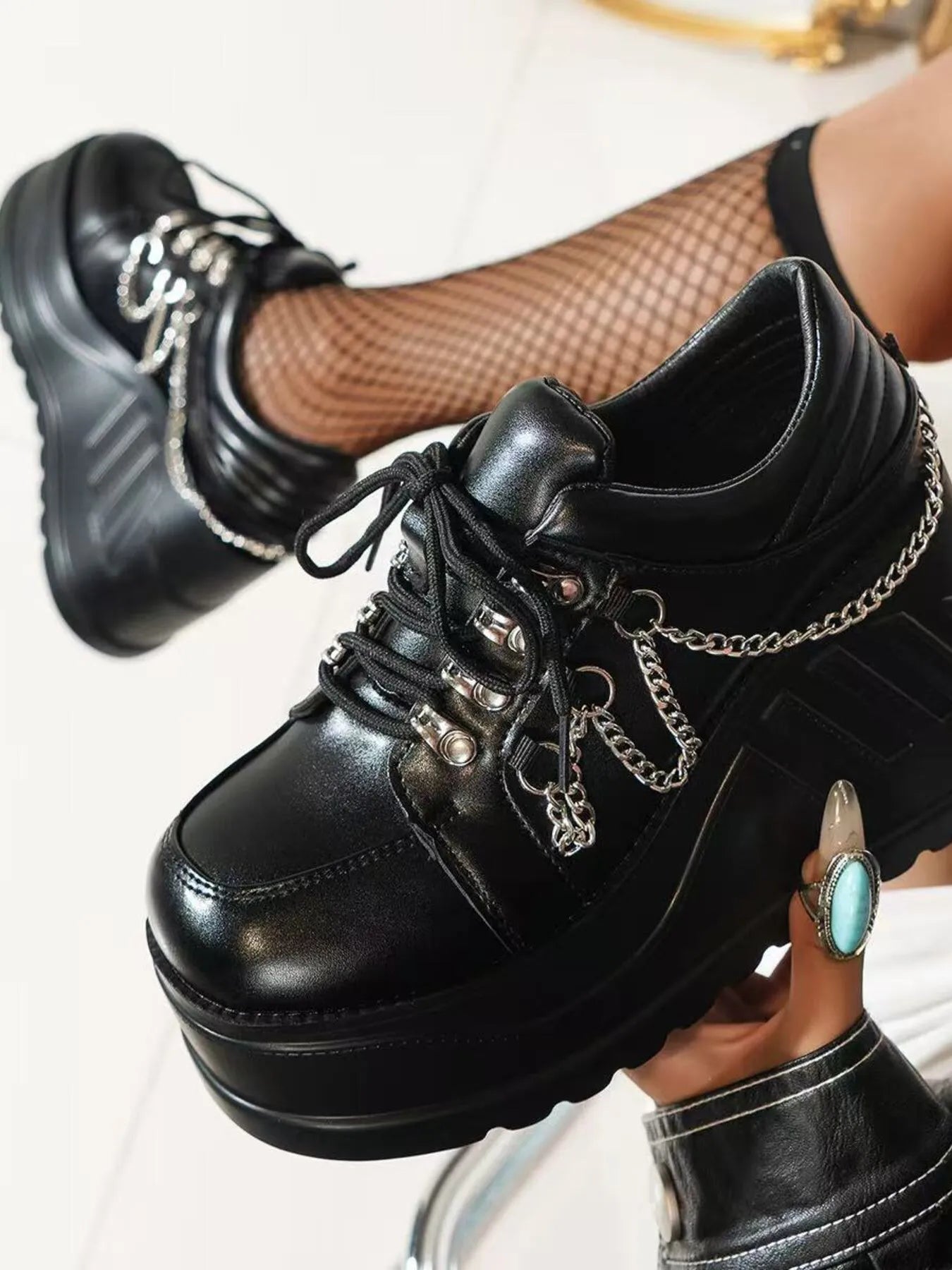 Lace Up Platform Wedge Sneakers.
