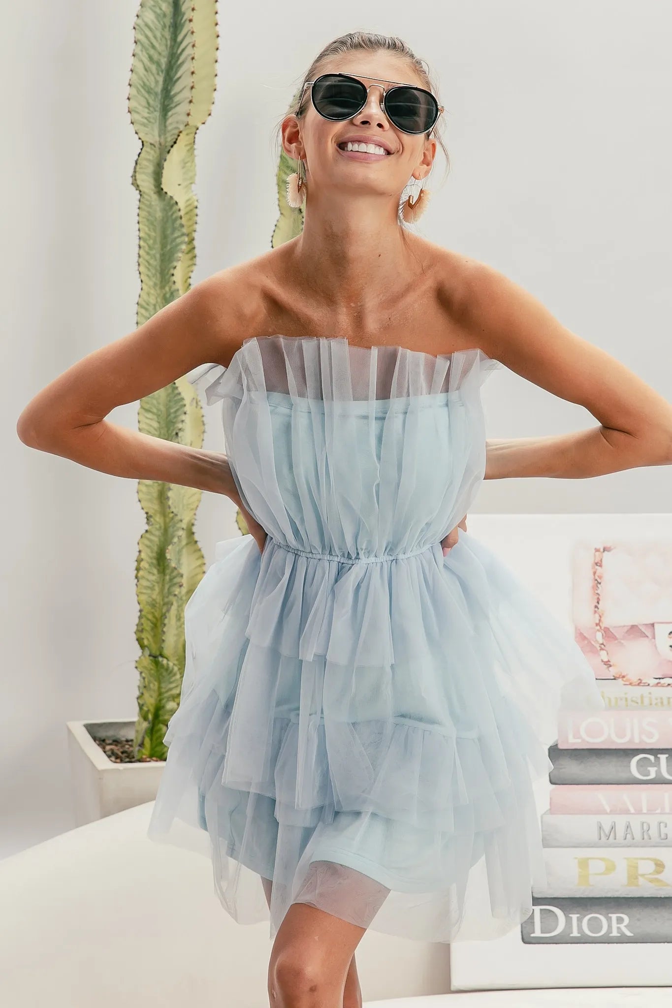 BiBi Sleeveless Layered Organza Dress.