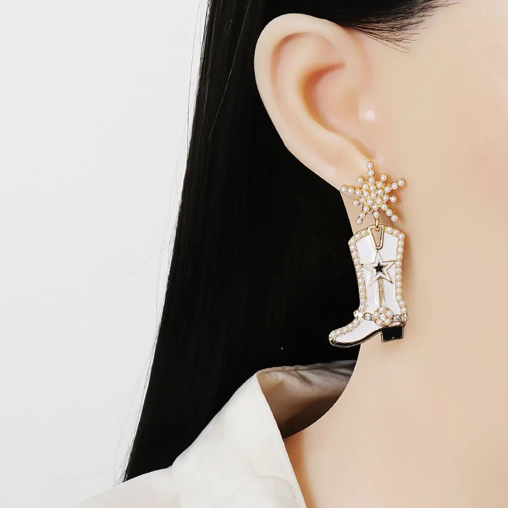 Boot Alloy Dangle Earrings.