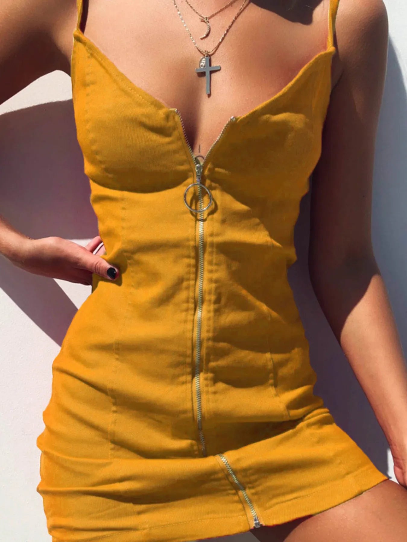 Full Size Zip-Front Bodycon Mini Dress Plus Size.