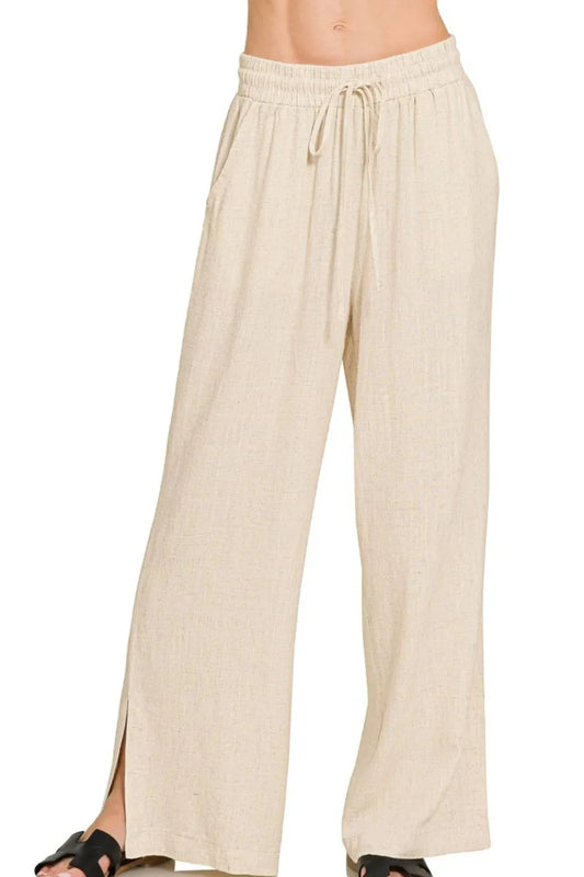 Zenana Linen Drawstring Pants