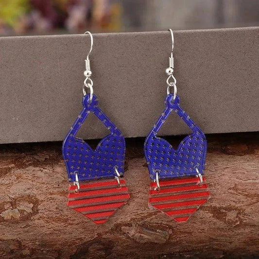 US Flag Earrings - Acrylic Earrings with US Flag Pattern - Redemption By Ashley North