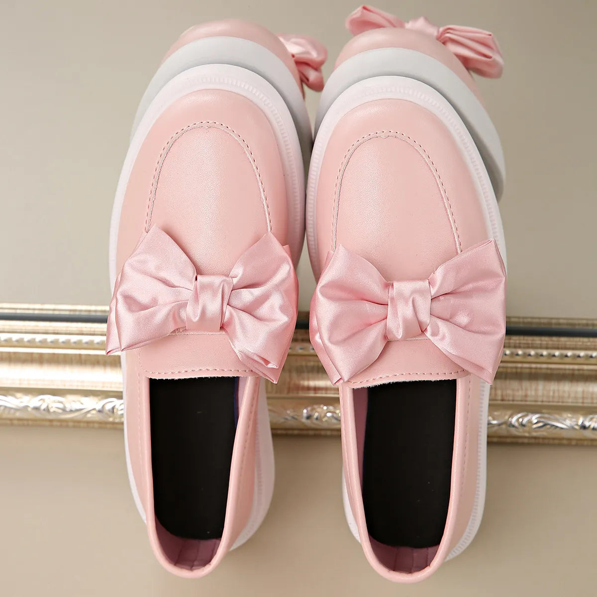 Bow Detail Platform Loafers.