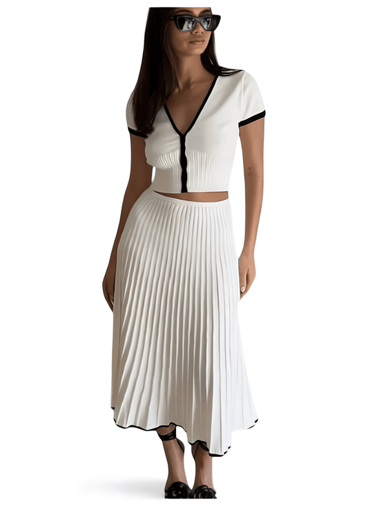 Elegant Pleated Two-Piece Set - Elevate Your Style with Sophistication