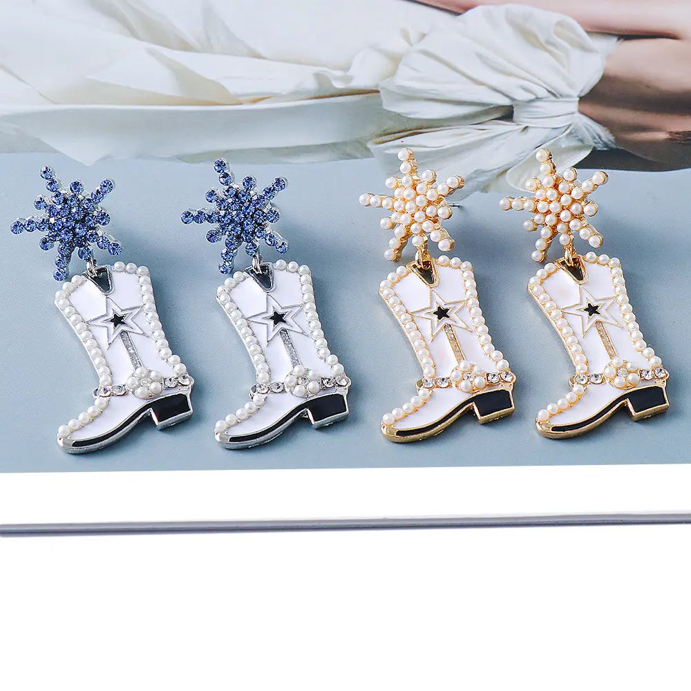 Boot Alloy Dangle Earrings.