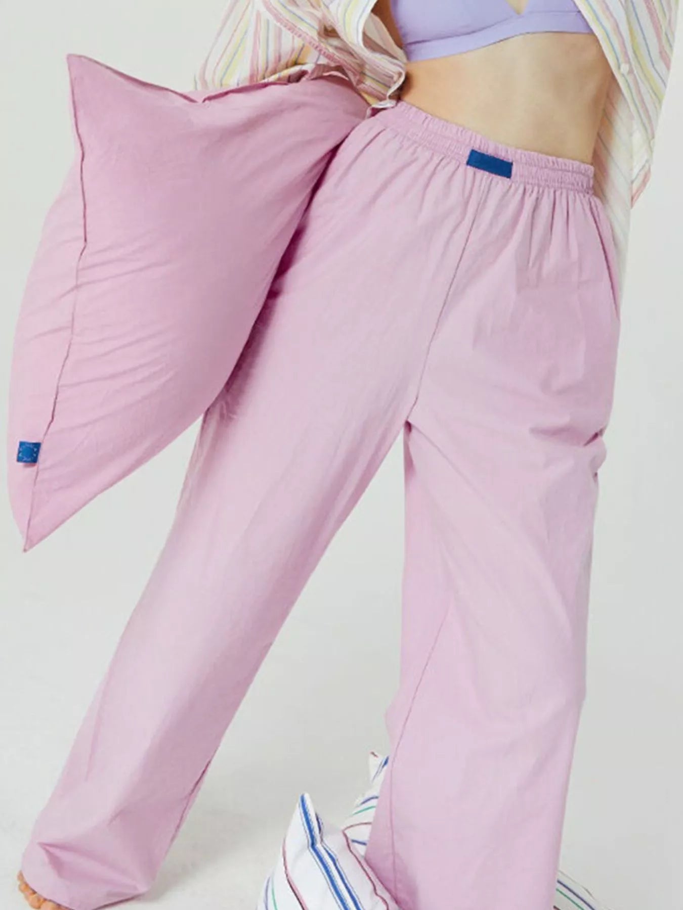 Elastic Waist Wide Leg Pants.