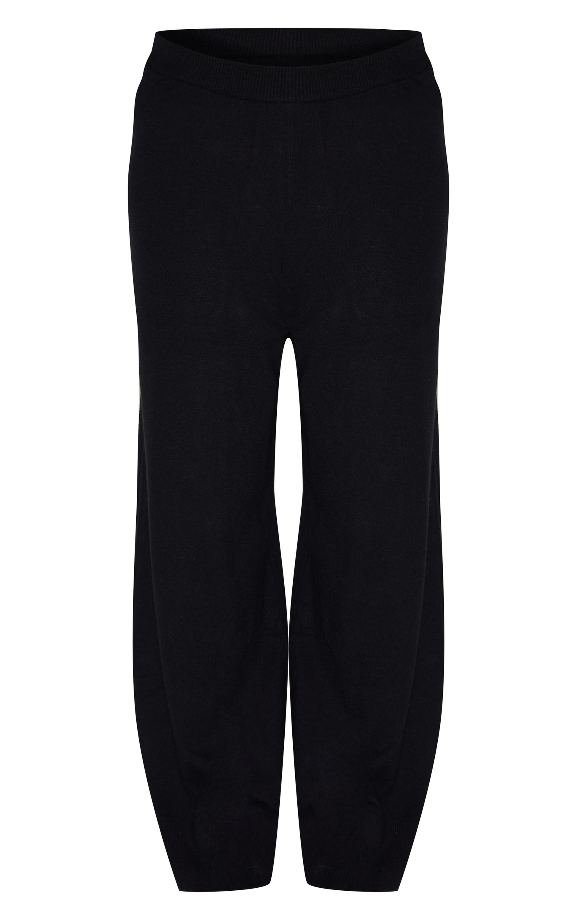Plus Black Basic Knit Wide Leg Trousers.
