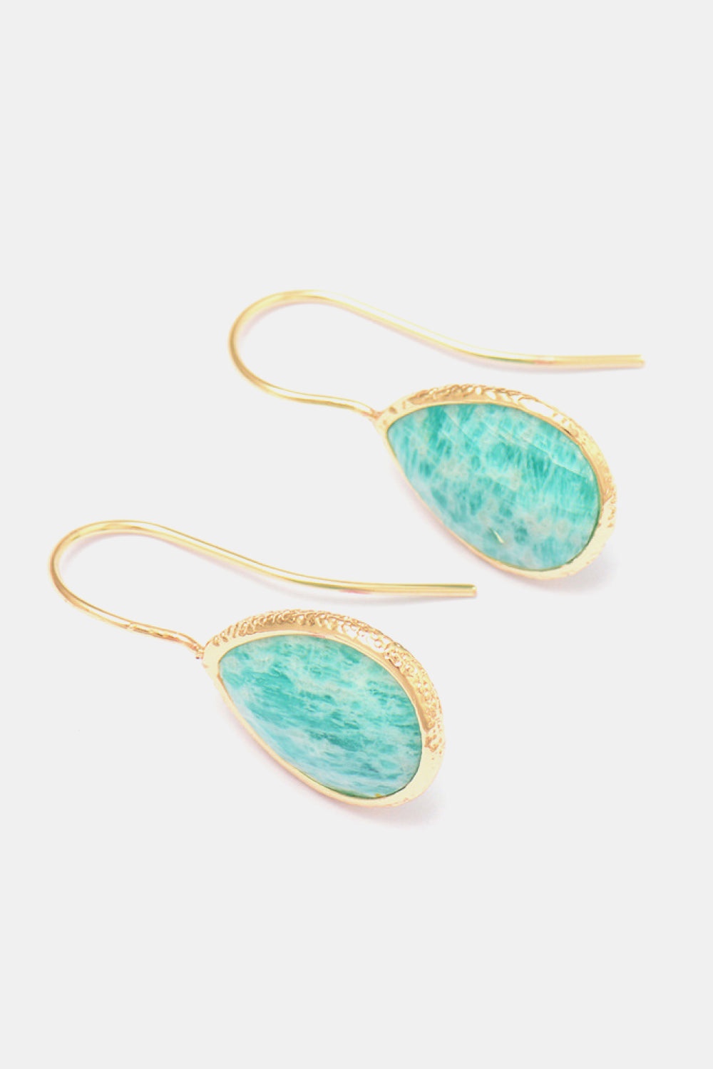 Handmade natural stone teardrop earrings with 14K gold-plated copper setting