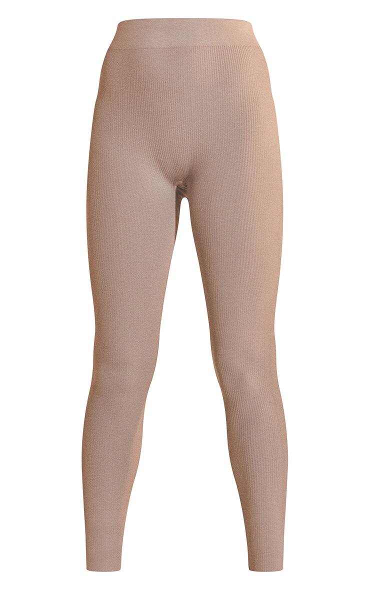 Black structured contour ribbed leggings with a fitted silhouette and comfortable knit fabric