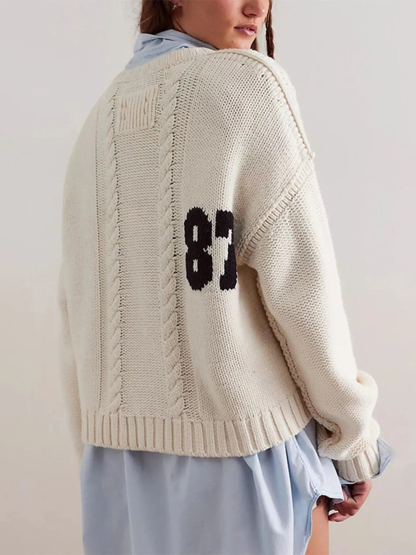 Number 81 Oversized Cable Knit Sweater.