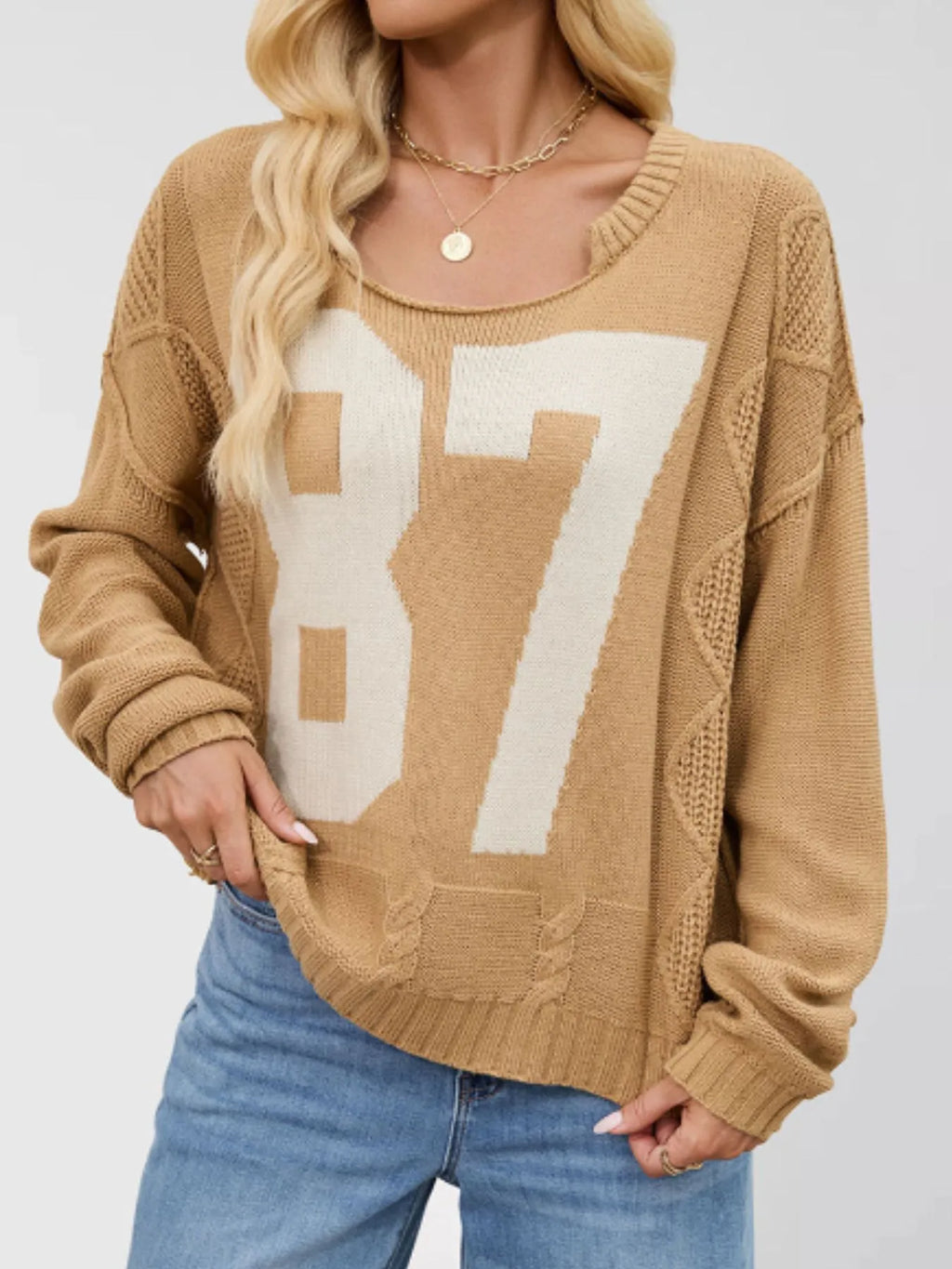 Number 81 Oversized Cable Knit Sweater.