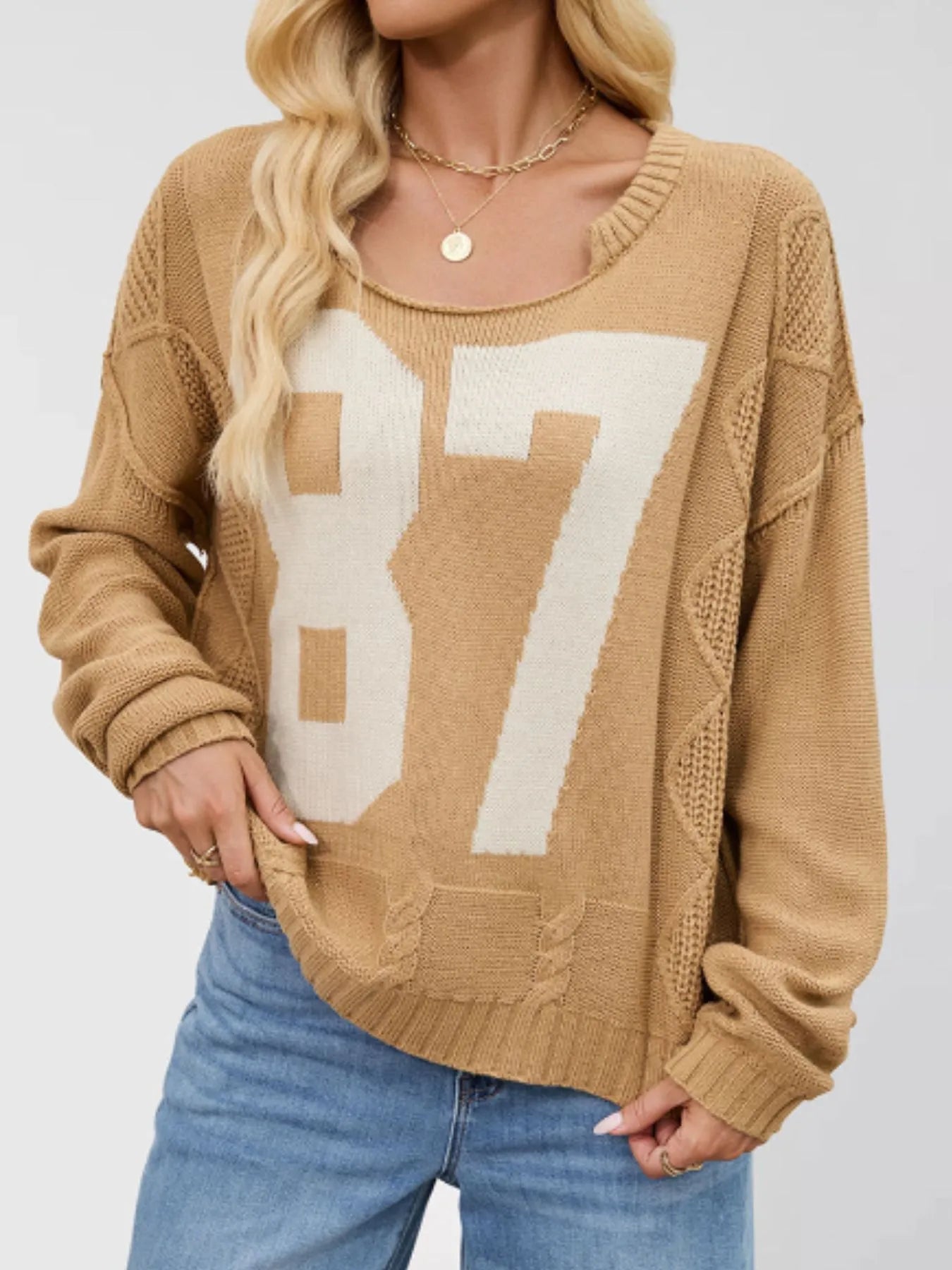 Number 81 Oversized Cable Knit Sweater.