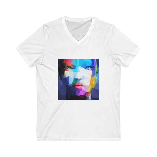 Angel Face V-Neck Tee, Cherub Graphic T-Shirt, Heavenly Unisex Jersey Shirt, Guardian Angel Top, Religious Apparel - Redemption By Ashley North